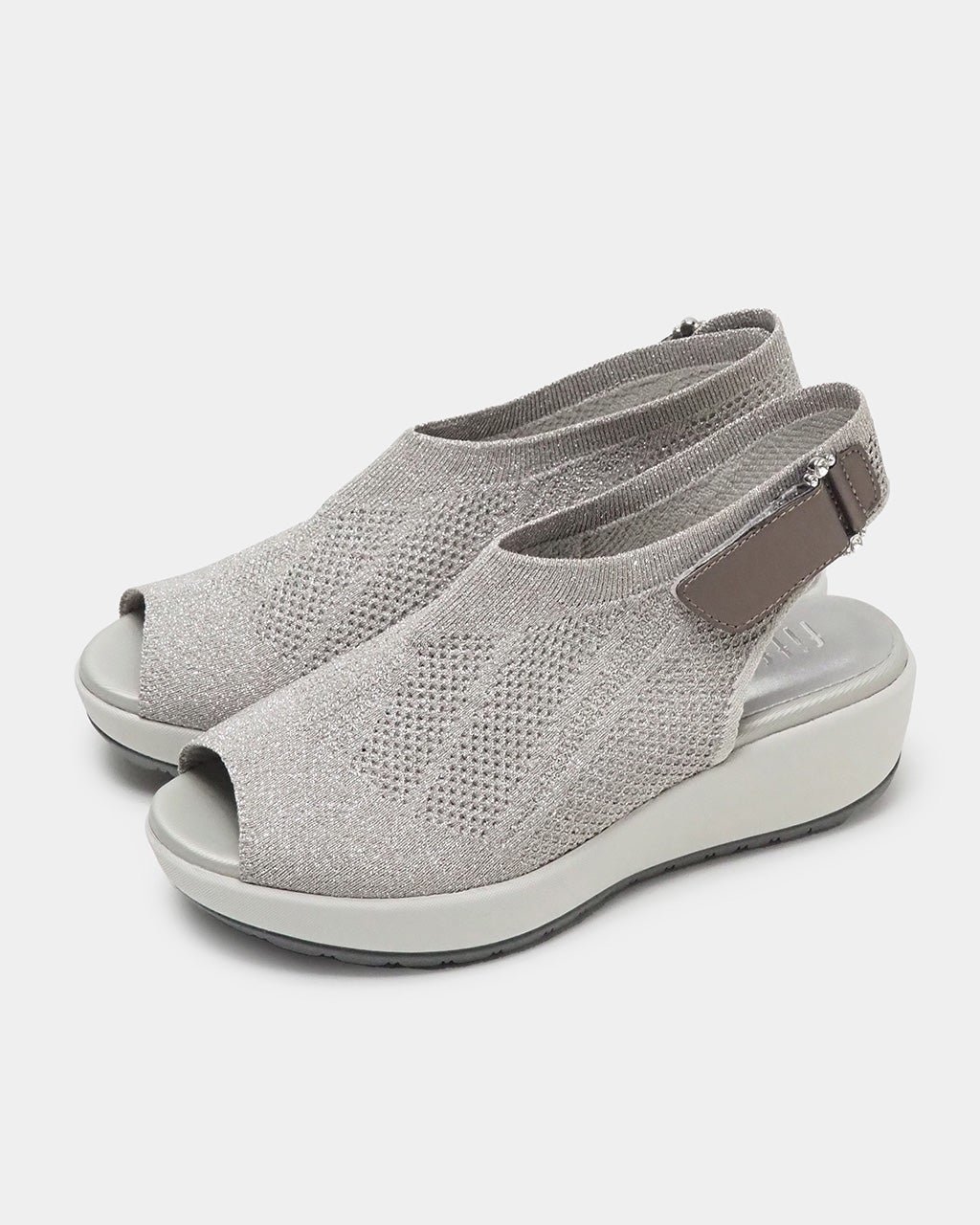 【フィットフィット/fitfit】の厚底ニットサンダルビジュー インテリア・キッズ・メンズ・レディースファッション・服の通販 founy(ファニー) 　ファッション　Fashion　レディースファッション　Fashion for Women　厚底　Platform Shoes　軽量　Lightweight, Ultra Light　サンダル　Sandals, Summer Shoes　ストレッチ　Stretch, Stretchy Fabric　ソックス　Socks, Hosiery　チェック　Check, Plaid, Tartan　ビジュー　Bijou, Jewel-like Accent　フィット　Fit, Slim Fit　シルバー|ID: prp329100003269390 ipo3291000000032101932