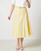 【ドゥクラッセ/DoCLASSE】のランダムストライプ・フレアスカート/ベルト付 イエローストライプ|ID: prp329100003292753 ipo3291000000036008881