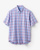 【ドゥクラッセ/DoCLASSE / MEN】のライトコットン・先染めシアサッカーシャツ 半袖 レッド×ピンク|ID: prp329100003296794 ipo3291000000031673279