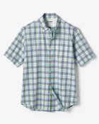 【ドゥクラッセ/DoCLASSE / MEN】のライトコットン・先染めシアサッカーシャツ 半袖 ネイビー×グリーン|ID: prp329100003296794 ipo3291000000031673293