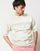 【ドゥクラッセ/DoCLASSE / MEN】のパネルボーダー半袖ニット オフホワイト|ID: prp329100003296805 ipo3291000000028260939