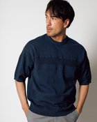 【ドゥクラッセ/DoCLASSE / MEN】のパネルボーダー半袖ニット ネイビー|ID: prp329100003296805 ipo3291000000028260940