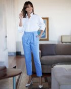 【ドゥクラッセ/DoCLASSE】の艶ストレッチリネン・テーパードパンツ サックス|ID: prp329100003296812 ipo3291000000036008917