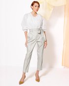 【ドゥクラッセ/DoCLASSE】の艶ストレッチリネン・テーパードパンツ ライトグレー|ID: prp329100003296812 ipo3291000000036008923