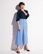 【ドゥクラッセ/DoCLASSE】の艶ストレッチリネン・ワイドパンツ サックス|ID: prp329100003296813 ipo3291000000036008928