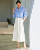 【ドゥクラッセ/DoCLASSE】の艶ストレッチリネン・ワイドパンツ オフホワイト|ID: prp329100003296813 ipo3291000000036008930