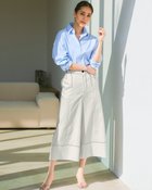 【ドゥクラッセ/DoCLASSE】の艶ストレッチリネン・ワイドパンツ ライトグレー|ID: prp329100003296813 ipo3291000000036008936