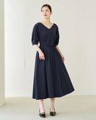 【ドゥクラッセ/DoCLASSE】の艶タフタ・タックワンピース 人気、トレンドファッション・服の通販 founy(ファニー) ファッション Fashion レディースファッション Fashion for Women ワンピース Dresses エレガント 上品 Elegant カッティング Cutting Detail コクーン Cocoon, Cocoon Silhouette スリーブ Sleeve, Long Sleeve / Short Sleeve タフタ Taffeta, Structured Fabric タンブラー Tumbler, Travel Mug デコルテ Décolleté, Neckline バランス Balance, Style Balance フィット Fit, Slim Fit フォルム Silhouette, Form フレア Flare, Flared 夏 Summer thumbnail ネイビー|ID: prp329100003296842 ipo3291000000035734851