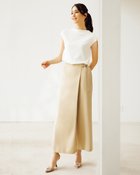 【ドゥクラッセ/DoCLASSE】のリネン混・ラップ風ワイドパンツ ベージュ|ID: prp329100003316303 ipo3291000000036037041