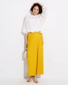 【ドゥクラッセ/DoCLASSE】のリネン混・ラップ風ワイドパンツ マスタード|ID: prp329100003316303 ipo3291000000036037044