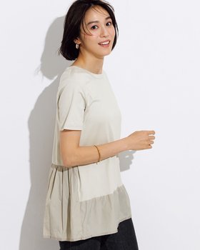 【ドゥクラッセ/DoCLASSE】 異素材コンビ・プリーツ切り替えトップス人気、トレンドファッション・服の通販 founy(ファニー) ファッション Fashion レディースファッション Fashion for Women トップス・カットソー Cut & Sew Tops シャツ・ブラウス・オフィスカジュアル Elegant Blouses & Button-Ups ロングTシャツ・Tシャツ Longline T-Shirts & Tees カットソー・ベーシックTシャツ Cut-and-Sewn Tops / Stretch Tees & Basics なめらか Smooth, Silky Texture カットソー Cut and Sewn Top コンビ Combo, Combination Style シルケット Silket, Silky Cotton ドッキング Docking, Mixed Material プリーツ Pleats, Pleated |ID:prp329100003316321