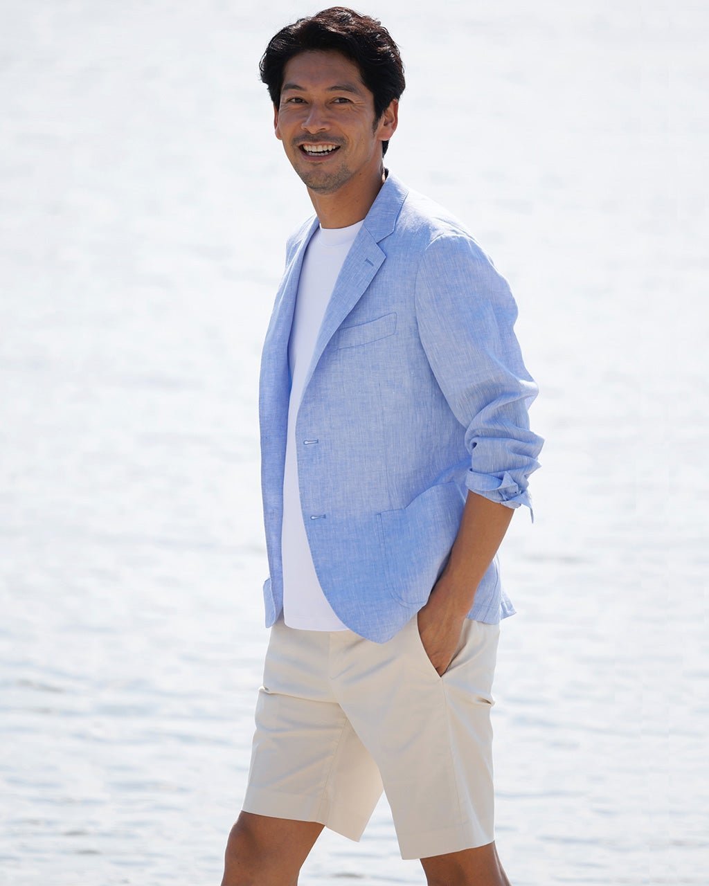 【ドゥクラッセ/DoCLASSE / MEN】のリネンシャンブレージャケット インテリア・キッズ・メンズ・レディースファッション・服の通販 founy(ファニー) 　ファッション　Fashion　メンズファッション　Fashion for Men　ジャケット　Jacket, Outerwear　フレンチ　French, French Style　ベスト　Vest, Waistcoat　メンズ　Men's, Menswear　リネン　Linen, Linen Fabric　サックス|ID: prp329100003345705 ipo3291000000028261105