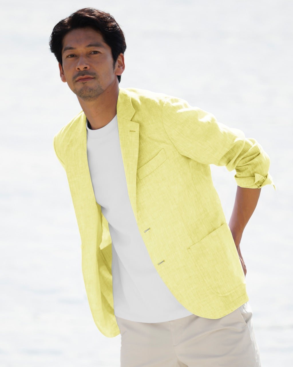 【ドゥクラッセ/DoCLASSE / MEN】のリネンシャンブレージャケット インテリア・キッズ・メンズ・レディースファッション・服の通販 founy(ファニー) 　ファッション　Fashion　メンズファッション　Fashion for Men　ジャケット　Jacket, Outerwear　フレンチ　French, French Style　ベスト　Vest, Waistcoat　メンズ　Men's, Menswear　リネン　Linen, Linen Fabric　イエロー|ID: prp329100003345705 ipo3291000000028261110