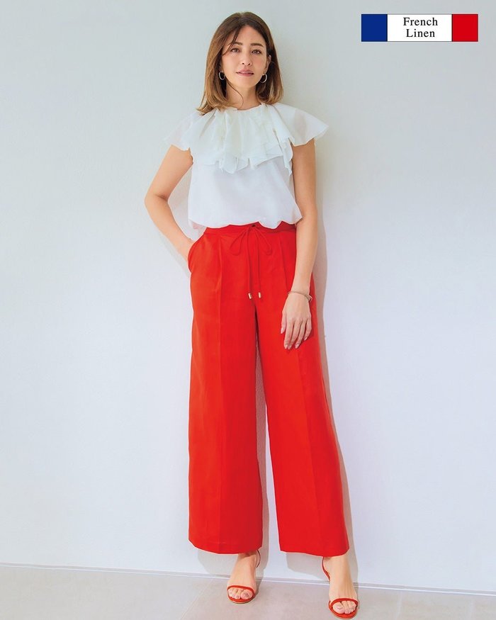 【ドゥクラッセ/DoCLASSE】の14番リネン・ドロストワイドパンツ インテリア・キッズ・メンズ・レディースファッション・服の通販 founy(ファニー) https://founy.com/ ファッション Fashion レディースファッション Fashion for Women パンツ Pants & Trousers センター Center, Center Line フランス France, French フレンチ French, French Style リネン Linen, Linen Fabric リボン Ribbon, Bow ワイド Wide, Wide Fit 夏 Summer |ID: prp329100003359501 ipo3291000000035991020