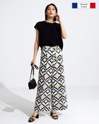 【ドゥクラッセ/DoCLASSE】の14番リネン・ドロストワイドパンツ ベージュ&times;ブラック|ID: prp329100003359501 ipo3291000000035991023