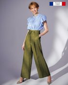 【ドゥクラッセ/DoCLASSE】の14番リネン・ドロストワイドパンツ カーキ|ID: prp329100003359501 ipo3291000000035991026