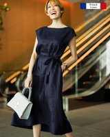 【ドゥクラッセ/DoCLASSE】のフレンチリネン・バックV開きドレス 人気、トレンドファッション・服の通販 founy(ファニー) ファッション Fashion レディースファッション WOMEN ワンピース Dress ドレス Party Dresses ドレス Dress フレンチ French リネン Linen |ID:prp329100003386072