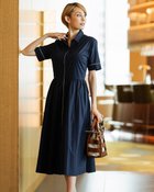 【ドゥクラッセ/DoCLASSE】のタイプライター・ラインデザインシャツワンピ ミッドナイトブルー|ID: prp329100003386074 ipo3291000000035014152