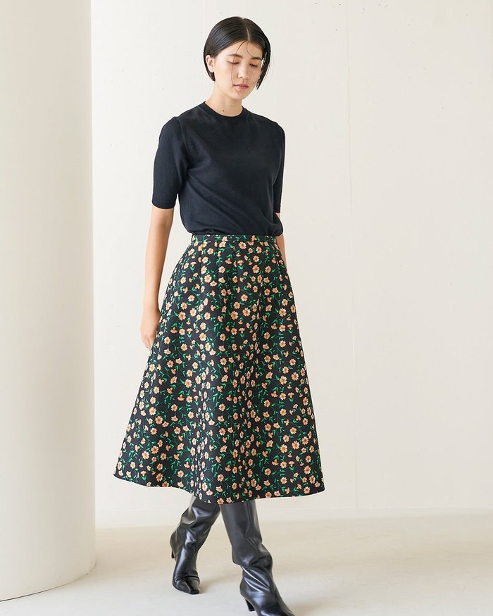 【ドゥクラッセ/DoCLASSE】のボタニカルジャカード・タックフレアスカート インテリア・キッズ・メンズ・レディースファッション・服の通販 founy(ファニー) https://founy.com/ ファッション Fashion レディースファッション Fashion for Women スカート Skirts Aライン・フレアスカート A-Line & Flared Skirts |ID: prp329100003553324 ipo3291000000029992133
