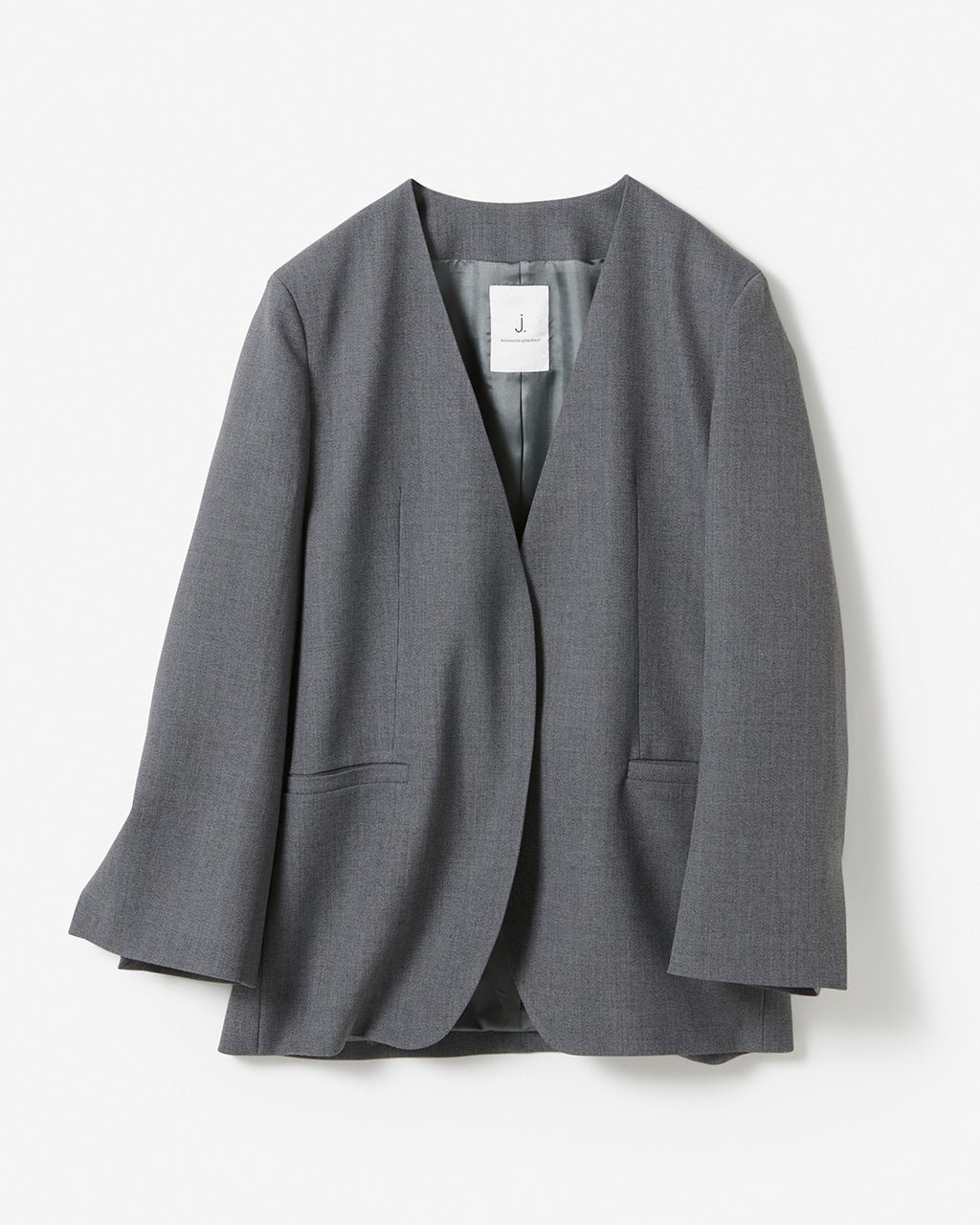 【ドゥクラッセ/DoCLASSE】のヴァージンウールストレッチ・ノーカラージャケット インテリア・キッズ・メンズ・レディースファッション・服の通販 founy(ファニー) 　ファッション　Fashion　レディースファッション　WOMEN　アウター　Coat Outerwear　ジャケット　Jackets　ノーカラージャケット　No Collar Leather Jackets　ジャケット　Jacket　ダブル　Double　ベスト　Vest　チャコール|ID: prp329100003553337 ipo3291000000029992086