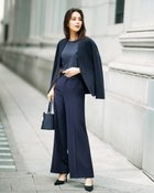 【ドゥクラッセ/DoCLASSE】の二重織カルゼ・ストレートフレアパンツ ミッドナイトブルー|ID: prp329100003580923 ipo3291000000028262344