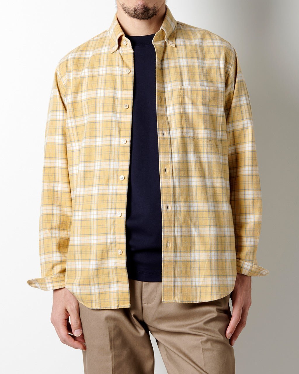 【ドゥクラッセ/DoCLASSE / MEN】の両面起毛ソフトフランネルシャツ インテリア・キッズ・メンズ・レディースファッション・服の通販 founy(ファニー) 　ファッション　Fashion　メンズファッション　Fashion for Men　アイビー　Ivy Pattern　ジャケット　Jacket, Outerwear　スマート　Smart, Elegant　センター　Center, Center Line　プリーツ　Pleats, Pleated　ボックス　Boxy, Box Shape　メンズ　Men's, Menswear　今季　This Season, Current Season　冬　Winter / This Winter　無地　Plain, Solid Color　マスタード|ID: prp329100003580944 ipo3291000000028262274