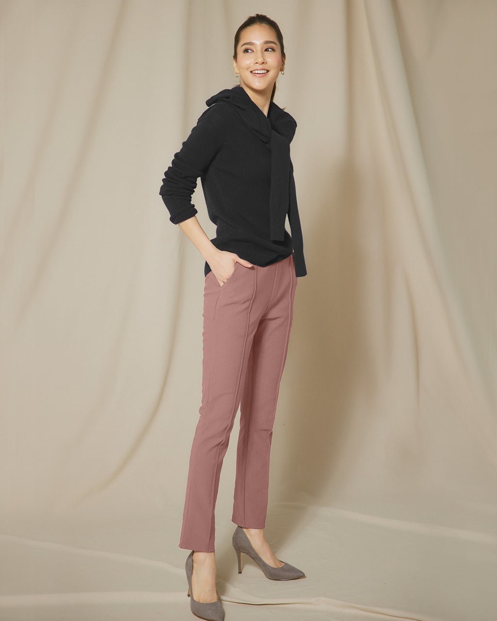 【ドゥクラッセ/DoCLASSE】のプレシャスウォーム・スリム64cm インテリア・キッズ・メンズ・レディースファッション・服の通販 founy(ファニー) 　ファッション　Fashion　レディースファッション　Fashion for Women　パンツ　Pants & Trousers　カットソー　Cut and Sewn Top　ジョーゼット　Georgette, Semi-Sheer Fabric　ストレッチ　Stretch, Stretchy Fabric　ポケット　Pocket, Pocket Detail　エレガント 上品　Elegant　ダスティーピンク|ID: prp329100003597016 ipo3291000000028262594