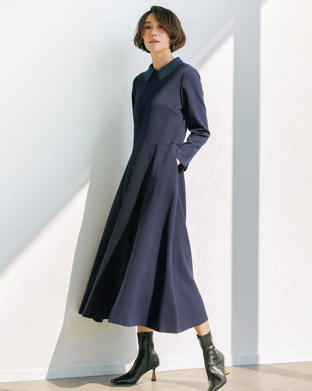 【ドゥクラッセ/DoCLASSE】の二重織カルゼ・つけ衿2WAYワンピース インテリア・キッズ・メンズ・レディースファッション・服の通販 founy(ファニー) ファッション Fashion レディースファッション Fashion for Women ワンピース Dresses おすすめ Recommended / Our Picks オケージョン Occasion Wear サテン Satin, Glossy Fabric シンプル Simple, Minimal セットアップ Set-Up, Coordinated Outfit ダブル Double, Double-Breasted エレガント 上品 Elegant ビジネス 仕事 通勤 Business / Work / Commuting ミッドナイトブルー|ID: prp329100003597031 ipo3291000000034971854