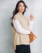 【ドゥクラッセ/DoCLASSE】の天竺編み・ハイネックベスト サンドベージュ|ID: prp329100003597047 ipo3291000000028262701