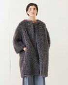 【ドゥクラッセ/DoCLASSE】のダブルニードルファー・ノーカラーコート チャコール|ID: prp329100003607329 ipo3291000000034725524