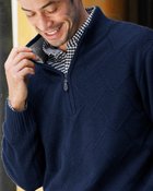 【ドゥクラッセ/DoCLASSE / MEN】のウールブレンドダイヤ柄ハーフジップニット ネイビー|ID: prp329100003656170 ipo3291000000028263124