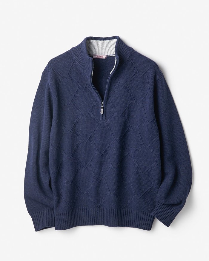 【ドゥクラッセ/DoCLASSE / MEN】のウールブレンドダイヤ柄ハーフジップニット インテリア・キッズ・メンズ・レディースファッション・服の通販 founy(ファニー) https://founy.com/ ファッション Fashion メンズファッション Fashion for Men インナー Innerwear スタンド Stand Collar, Upright Stand セーター Sweater, Knitwear ビビッド Vivid, Bright Tone フロント Front, Front Design メンズ Men's, Menswear 人気 Popular, Best Seller 今季 This Season, Current Season |ID: prp329100003656170 ipo3291000000030337558