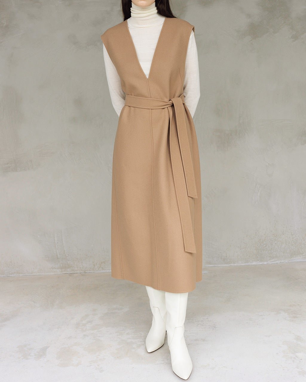 【ドゥクラッセ/DoCLASSE】のメルトンダブルフェイス・ワンピースジレ インテリア・キッズ・メンズ・レディースファッション・服の通販 founy(ファニー) 　ファッション　Fashion　レディースファッション　Fashion for Women　アウター　Coat / Outerwear Collection　キャメル|ID: prp329100003658511 ipo3291000000034725577