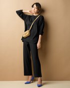 【ドゥクラッセ/DoCLASSE】の総針編み・ピンタックストレートパンツ ブラック|ID: prp329100003681954 ipo3291000000028263321