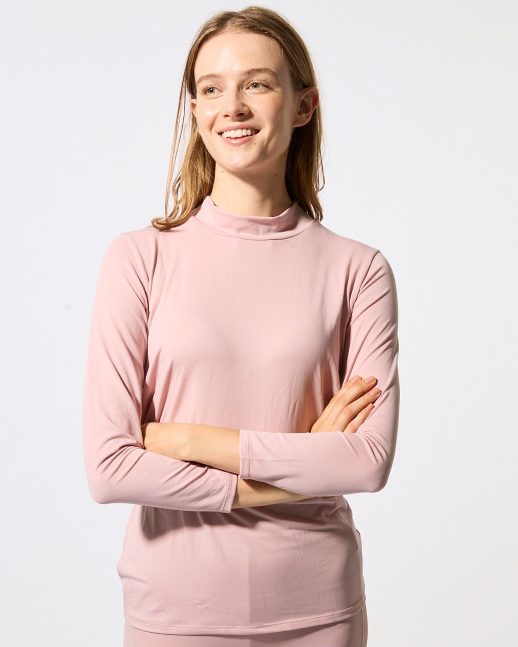 【ヌックル/Nukle】のNukle・ベア天竺プチハイネック インテリア・キッズ・メンズ・レディースファッション・服の通販 founy(ファニー) 　ファッション　Fashion　レディースファッション　Fashion for Women　トップス・カットソー　Cut & Sew Tops　ダブル　Double, Double-Breasted　ピンクベージュ|ID: prp329100003696816 ipo3291000000036009275