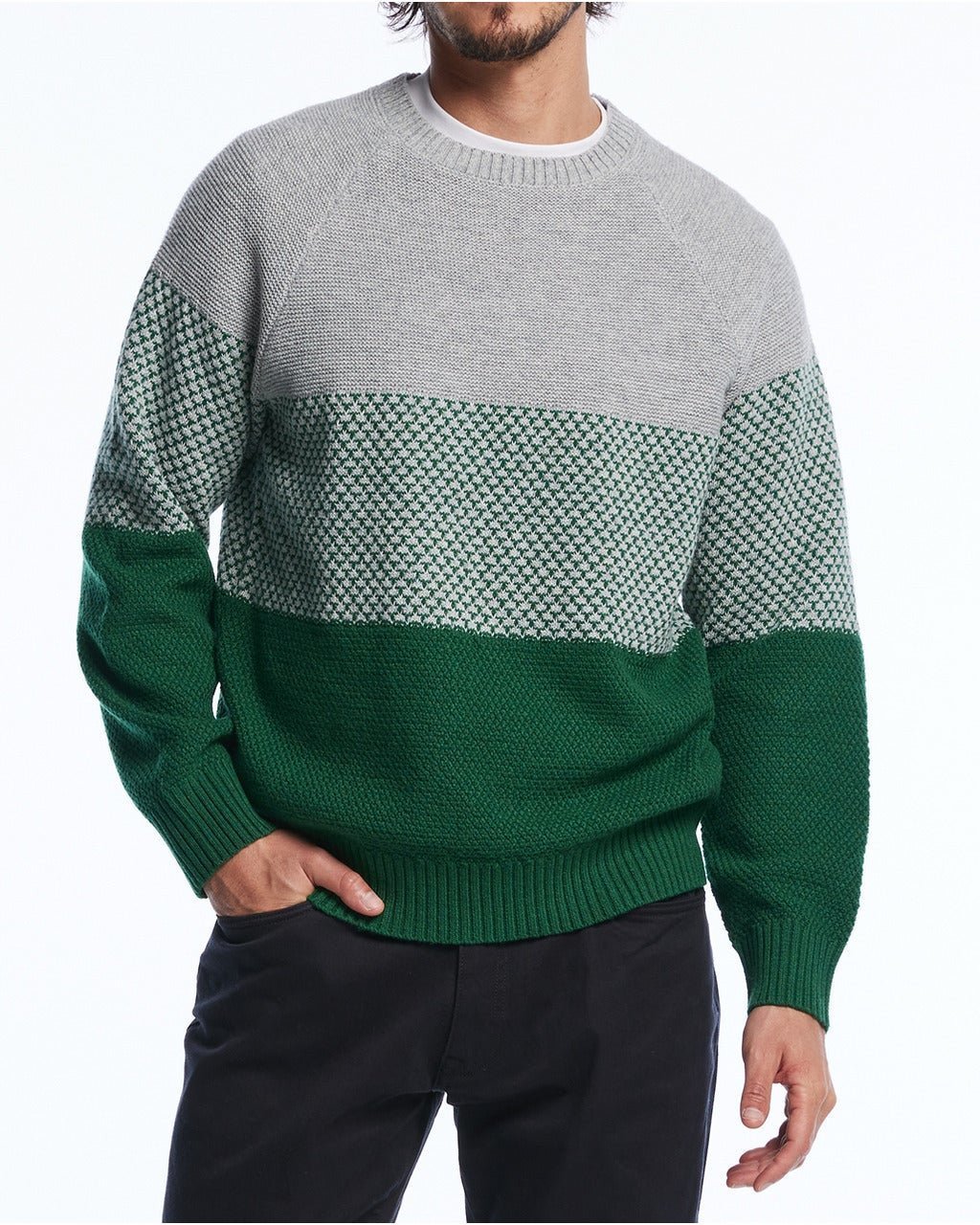 【ドゥクラッセ/DoCLASSE / MEN】のウールブレンドパネルブロッククルー 人気、トレンドファッション・服の通販 founy(ファニー) 　ファッション　Fashion　メンズファッション　Fashion for Men　グラデーション　Gradient, Ombre　スポーティ　Sporty, Casual Athletic　スリーブ　Sleeve, Long Sleeve / Short Sleeve　セーター　Sweater, Knitwear　ブロック　Block, Solid Block Pattern　ボーダー　Border, Stripe　メンズ　Men's, Menswear　 other-1|ID: prp329100003696826 ipo3291000000034425475