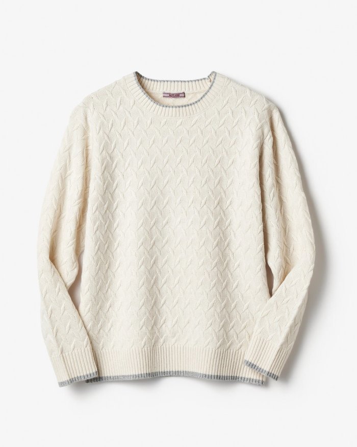 【ドゥクラッセ/DoCLASSE / MEN】のウールブレンドケーブルクルー インテリア・キッズ・メンズ・レディースファッション・服の通販 founy(ファニー) https://founy.com/ ファッション Fashion メンズファッション MEN クラシック Classic セーター Sweater メンズ Mens モダン Modern |ID: prp329100003696827 ipo3291000000030766575