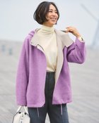 【ドゥクラッセ/DoCLASSE】のカシミヤ混ウールリバー・配色フードジャケット パープル・パターン|ID: prp329100003767758 ipo3291000000035992812