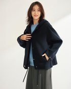 【ドゥクラッセ/DoCLASSE】のカシミヤ混ウールリバー・配色フードジャケット ミッドナイトブルー|ID: prp329100003767758 ipo3291000000035992814