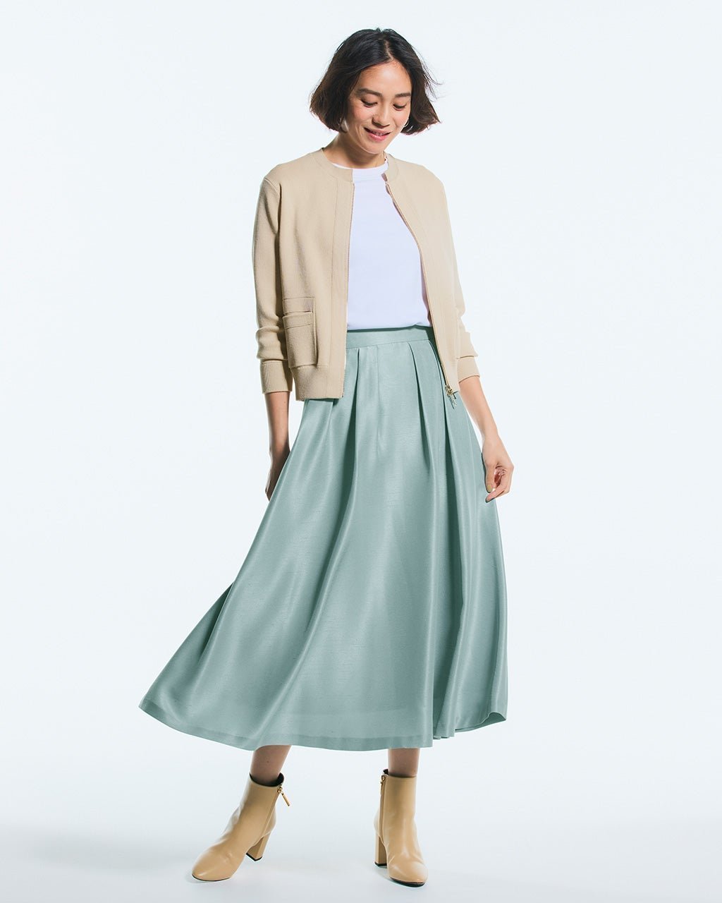 【ドゥクラッセ/DoCLASSE】のトリアセシャンタン・タックフレアスカート 人気、トレンドファッション・服の通販 founy(ファニー) 　ファッション　Fashion　レディースファッション　Ladies' Fashion Online　スカート　Skirt　Aライン/フレアスカート　Flared A-Line Skirts　エレガント 上品　Elegant　シャンタン　Shantung　シルク　Silk　ドレス　Dress　ドレープ　Drape　フレア　Flare　ミックス　Mix　 other-1|ID: prp329100003831774 ipo3291000000031976734