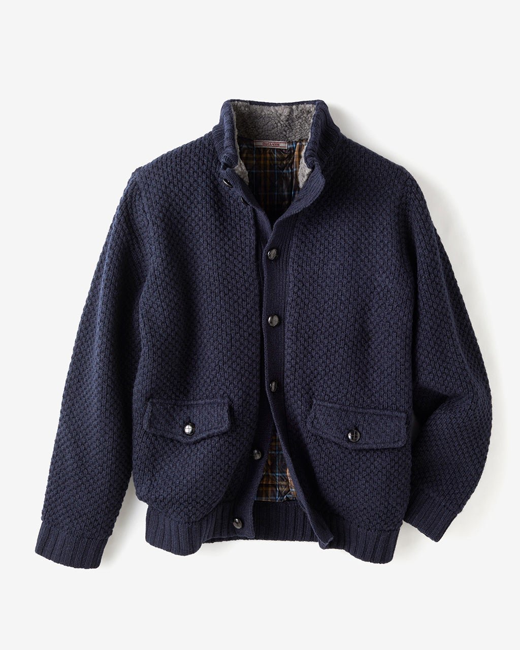 【ドゥクラッセ/DoCLASSE / MEN】のスタンドカラー・ニットブルゾン インテリア・キッズ・メンズ・レディースファッション・服の通販 founy(ファニー) 　ファッション　Fashion　メンズファッション　Fashion for Men　カーディガン　Cardigan, Knitwear　メンズ　Men's, Menswear　ネイビー|ID: prp329100003851428 ipo3291000000028263939