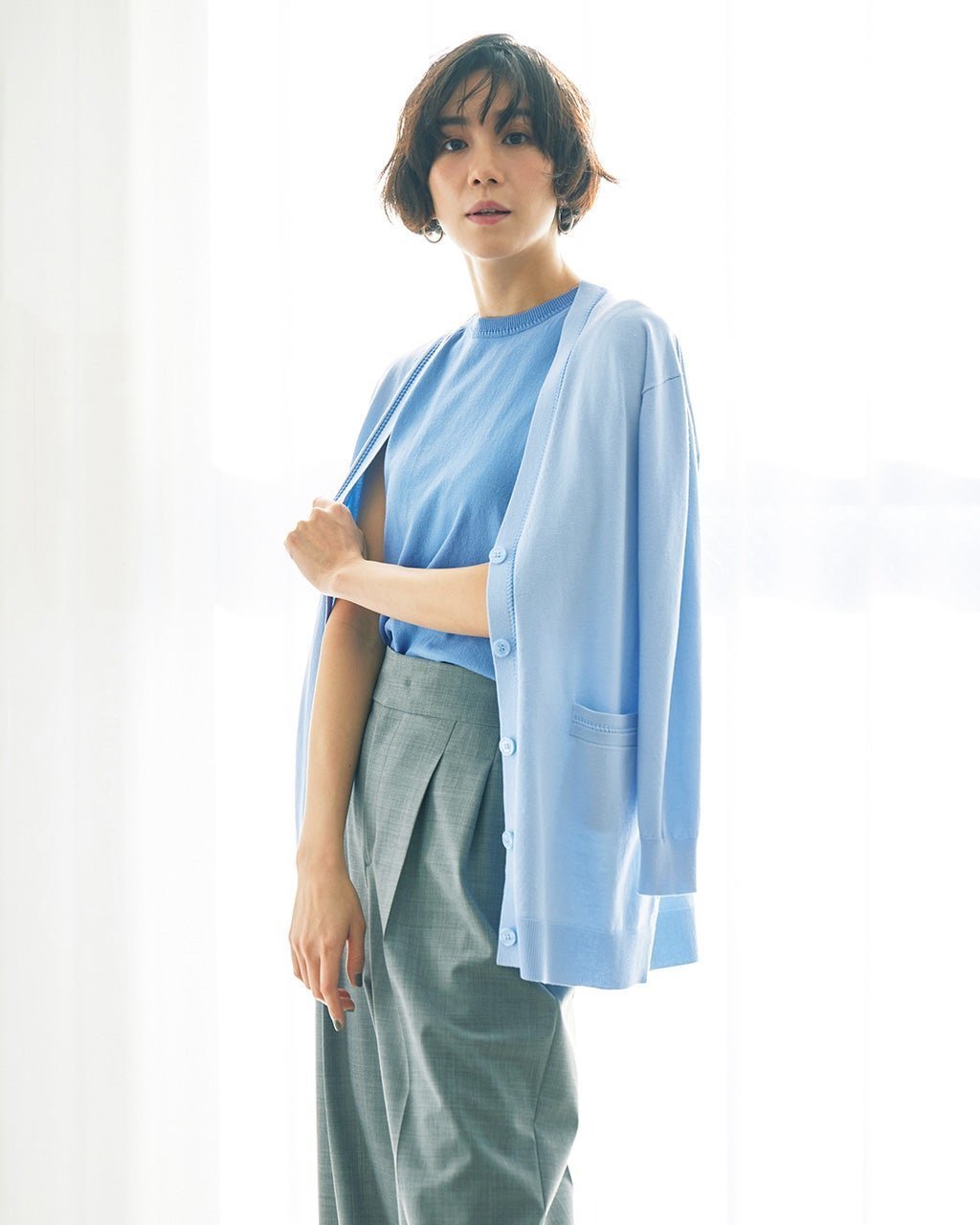 【ドゥクラッセ/DoCLASSE】のコットン混・編み柄ラインカーディガン 人気、トレンドファッション・服の通販 founy(ファニー) 　ファッション　Fashion　レディースファッション　Fashion for Women　トップス・カットソー　Cut & Sew Tops　カーディガン・羽織り　Layered Style Cardigans　アンサンブル　Ensemble Set　カーディガン　Cardigan, Knitwear　ノースリーブ　Sleeveless, No-Sleeve　ポケット　Pocket, Pocket Detail　洗える　Machine Washable　 other-1|ID: prp329100003884266 ipo3291000000032210112