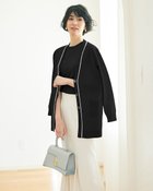 【ドゥクラッセ/DoCLASSE】のコットン混・編み柄ラインカーディガン ブラック|ID: prp329100003884266 ipo3291000000036009421