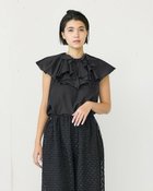 【ドゥクラッセ/DoCLASSE】のコットンシルクボイル・ラッフルブラウス ブラック|ID: prp329100003894220 ipo3291000000036037136