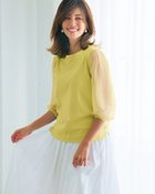 【ドゥクラッセ/DoCLASSE】のシフォンスリーブ・超長綿プルオーバー シトロングリーン|ID: prp329100003901715 ipo3291000000034388685