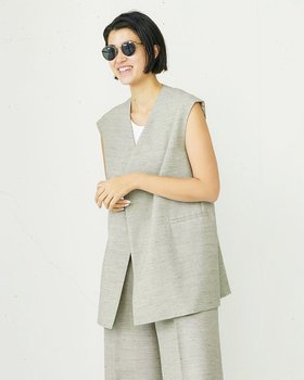 【ドゥクラッセ/DoCLASSE】 ヘザーリネンウール・ボクシージレ人気、トレンドファッション・服の通販 founy(ファニー) ファッション Fashion レディースファッション WOMEN アウター Coat Outerwear ジャケット Jackets ジャケット Jacket ベスト Vest モダン Modern リネン Linen 夏 Summer 春 Spring S/S・春夏 Ss・Spring/Summer |ID:prp329100003910267