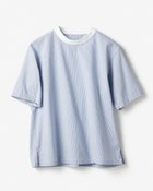 【ドゥクラッセ/DoCLASSE / MEN】のクールマックスサッカー・クルーTシャツ ブルーストライプ|ID: prp329100003910332 ipo3291000000033592328