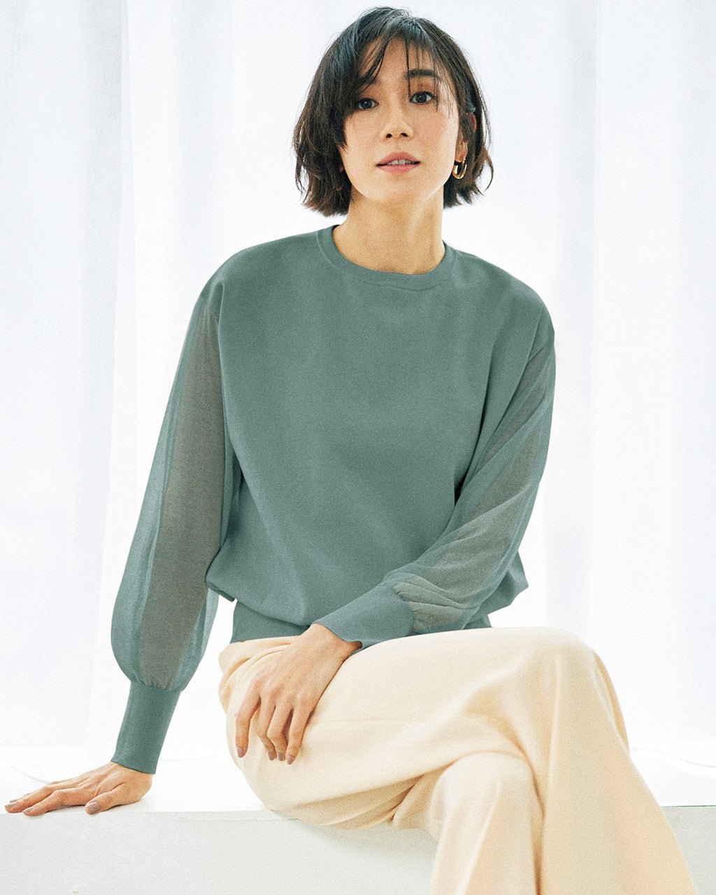 【ドゥクラッセ/DoCLASSE】のシアースリーブ・総針編みニット 人気、トレンドファッション・服の通販 founy(ファニー) 　ファッション　Fashion　レディースファッション　Fashion for Women　トップス・カットソー　Cut & Sew Tops　ニット　Knit Tops & Sweaters　インナー　Innerwear　エレガント 上品　Elegant　サマー　Summer, Summer Style　 other-1|ID: prp329100003910362 ipo3291000000031780735