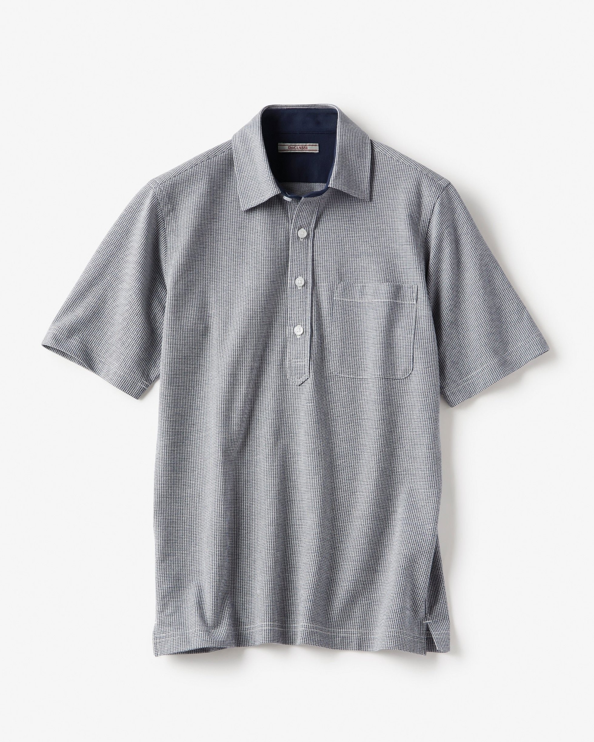 【ドゥクラッセ/DoCLASSE / MEN】のドライ&クリーン・前開き立ち衿ポロ/半袖 インテリア・キッズ・メンズ・レディースファッション・服の通販 founy(ファニー) 　ファッション　Fashion　メンズファッション　Fashion for Men　トップス・カットソー　Cut & Sew Tops　メンズシャツ　Shirts　ポロシャツ / きれいめカジュアルスタイル　Polo Shirts　今夏　This Summer　吸水　Absorbent, Quick-Dry　抗菌　Antibacterial, Bacteria-Resistant　ジャカード／ジャガード　Jacquard, Woven Pattern　ジャケット　Jacket, Outerwear　ストレッチ　Stretch, Stretchy Fabric　ドレス　Dress, One-Piece　ポロシャツ　Polo Shirt, Collared Tee　半袖　Short Sleeve, Half Sleeve　メンズ　Men's, Menswear　夏　Summer　エレガント 上品　Elegant　ゴルフ　Golf　ネイビーパターン|ID: prp329100003917677 ipo3291000000035795088