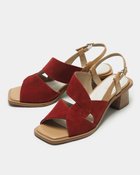 【フィットフィット/fitfit】のツイストストラップブロックヒールサンダル バーガンディー|ID: prp329100003924378 ipo3291000000028264552